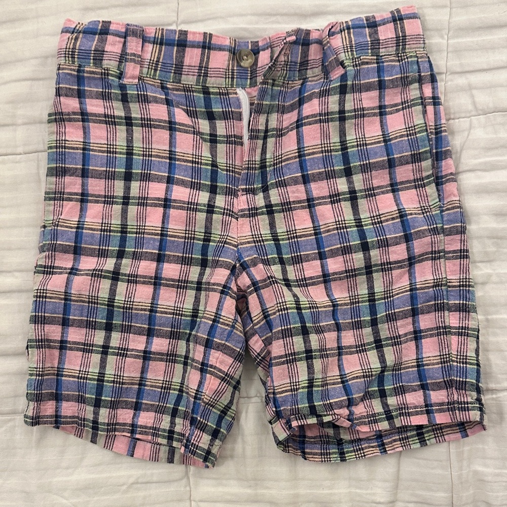 Janie and Jack Pink and Blue Plaid Shorts